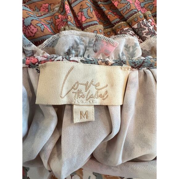 Love the Label Anthropologie Boho Floral Print sheer long sleeve dress M - Picture 7 of 8